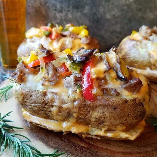 Baked Philly Cheesesteak Potatoes - Recipe photo by Give it Some Thyme