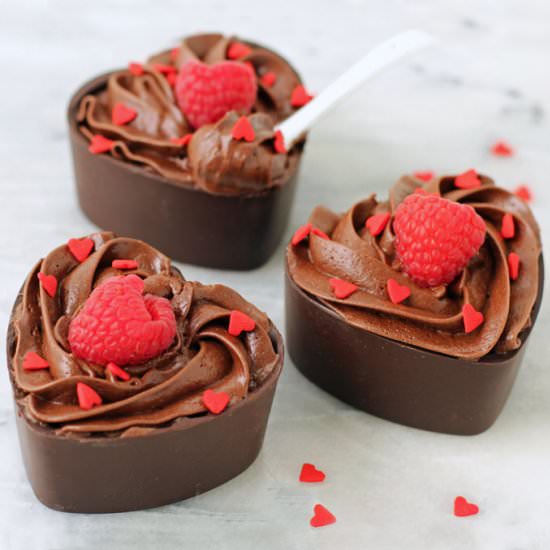 Chocolate Mousse Cup Hearts - Recipe photo by Hungry Happenings