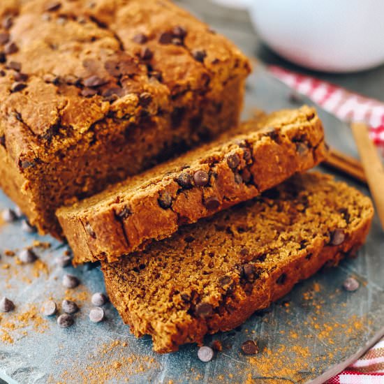 Healthy Chocolate Chip Pumpkin Bread - Recipe photo by katerinaseigel