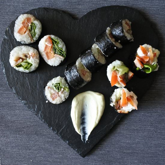 BLT sushi rolls - Recipe photo by Spice Paw