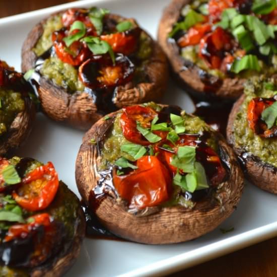 Pesto Stuffed Mushrooms - Recipe photo by Every Last Bite