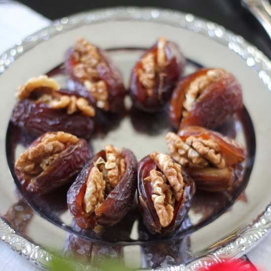 Walnut Stuffed Medjool Dates - Recipe photo by Elegantlyvegan