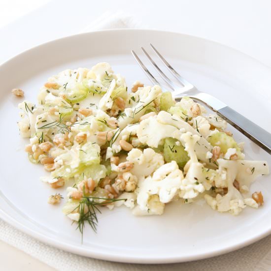 Shaved Cauliflower Salad with Farro - Recipe photo by therightrecipe
