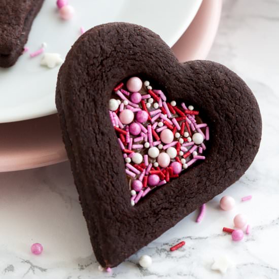 Chocolate Sugar Cookie Hearts - Recipe photo by platedcravings