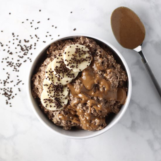 Chocolate PB Protein Overnight Oats - Recipe photo by spinach4breakfast