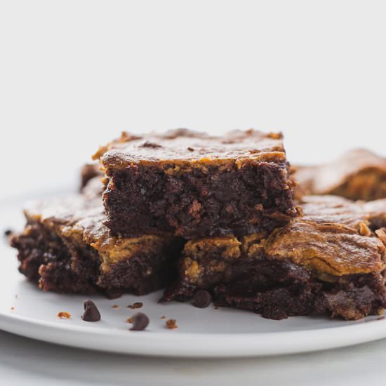 Flourless Tahini Swirled Brownies - Recipe photo by 3ScoopsofSugar