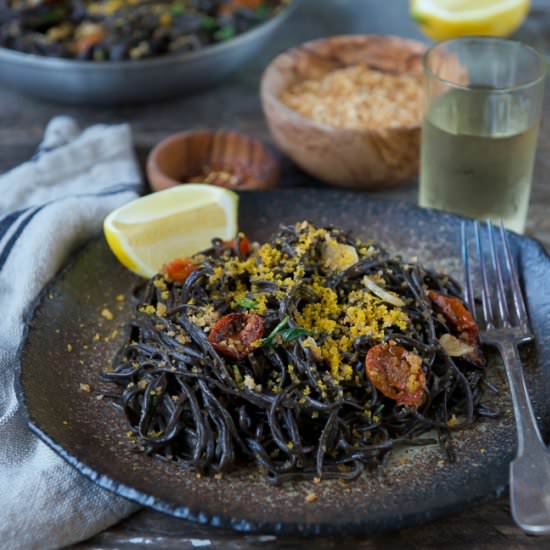 Squid Ink Pasta with Bottarga - Recipe photo by lemonsandanchovies