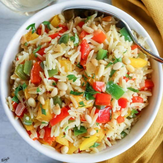 Orzo with Onions, Garlic & Peppers - Recipe photo by karylhenry