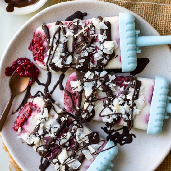 Coconut Lamington Popsicles (Vegan) - Recipe photo by Nourish Everyday