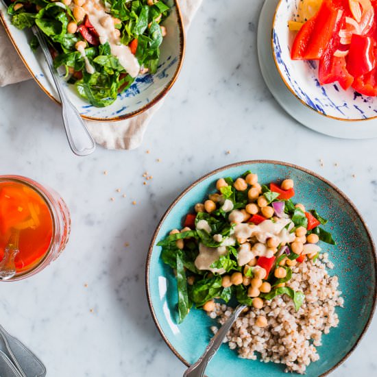 Spinach salad with Pickled Peppers - Recipe photo by The Green Creator