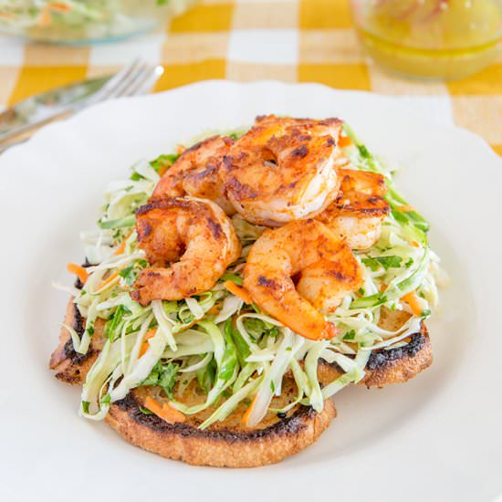 Garlic Toast Citrus Slaw w/ Grilled Shrimp - Recipe photo by muttandchops