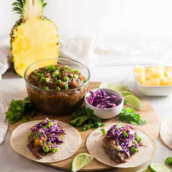 Slow Cooker Pineapple Beef Tacos - Recipe photo by SeasonedSprinkles