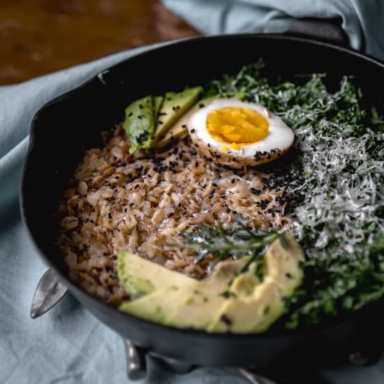 Savory Cast Iron Oatmeal - Recipe photo by Recipe Fiction