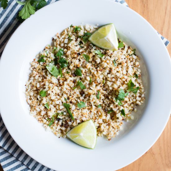 Sheet Pan Lime Cauliflower Rice - Recipe photo by RealFoodWholeLife