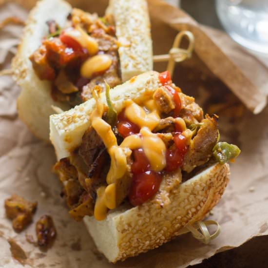 Vegan Philly Cheesesteak Sandwiches - Recipe photo by Connoisseurus Veg