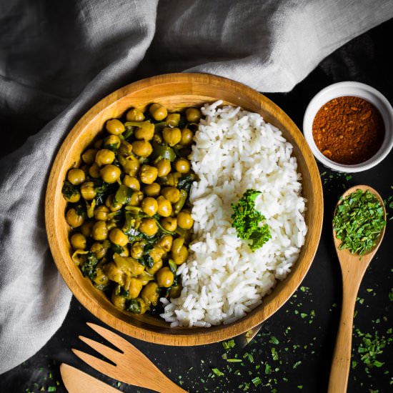 vegan chickpea curry and rice - Recipe photo by My Digital Kitchen