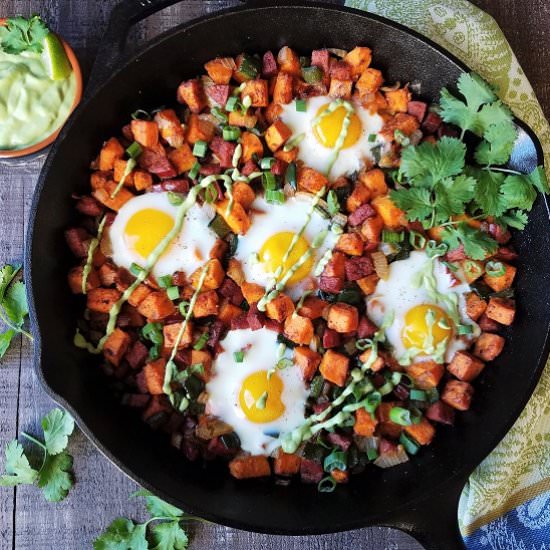 Sweet Potato Hash w/ Baked Eggs - Recipe photo by Give it Some Thyme