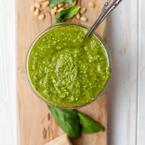 Homemade Basil Pesto W/ Lemon Zest - Recipe photo by nourishandfete