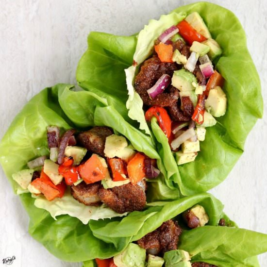 Spicy Shrimp & Avocado Lettuce Cups - Recipe photo by karylhenry