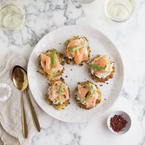 smoked salmon potato cakes - Recipe photo by drizzleanddip