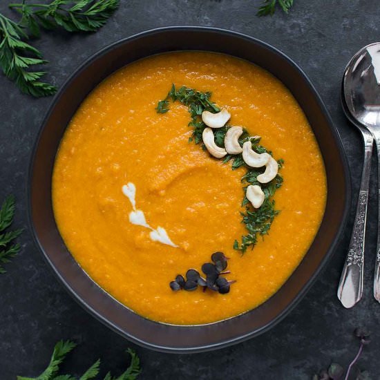 Roasted Carrot Miso Soup - Recipe photo by craveveggies