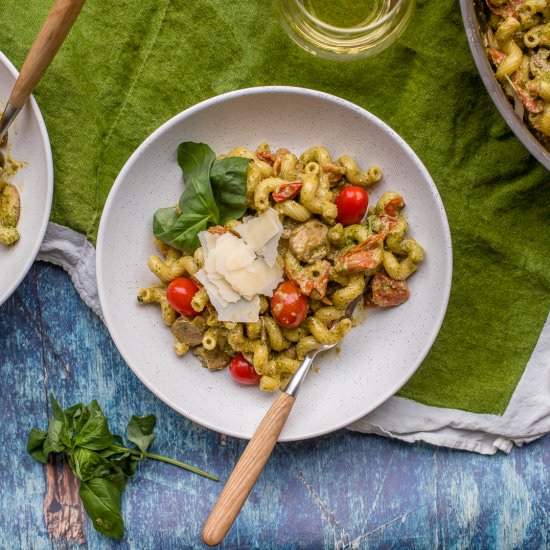 Classic Pesto Cavatappi - Recipe photo by nourishandfete