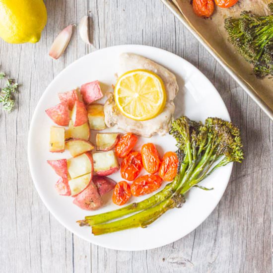Lemon Thyme Chicken SheetPan Dinner - Recipe photo by hotpankitchen