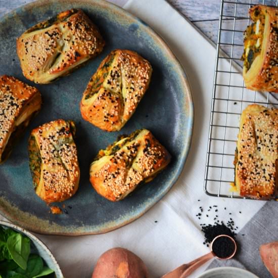 Spinach and Sweet Potato Rolls - Recipe photo by Hannah Bond