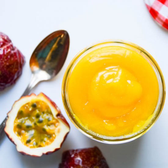 Sweet Tart Passion Fruit Curd - Recipe photo by garlic and zest
