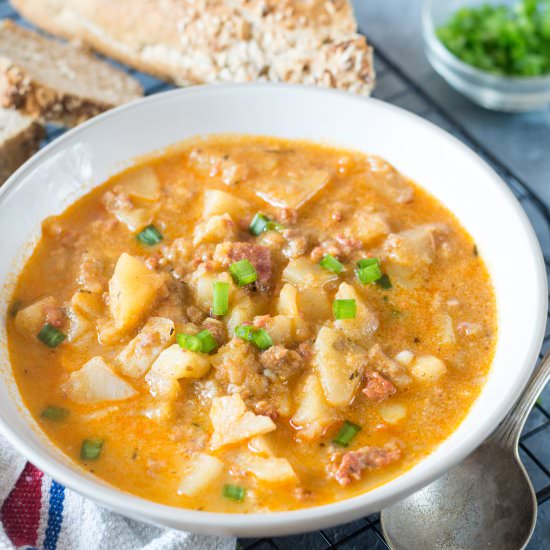 Creamy Chorizo Potato Soup - Recipe photo by Theflavoursofkitchen