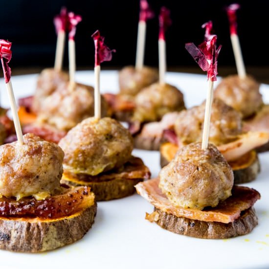 Bacon Meatball Stackers - Recipe photo by fithappyfree