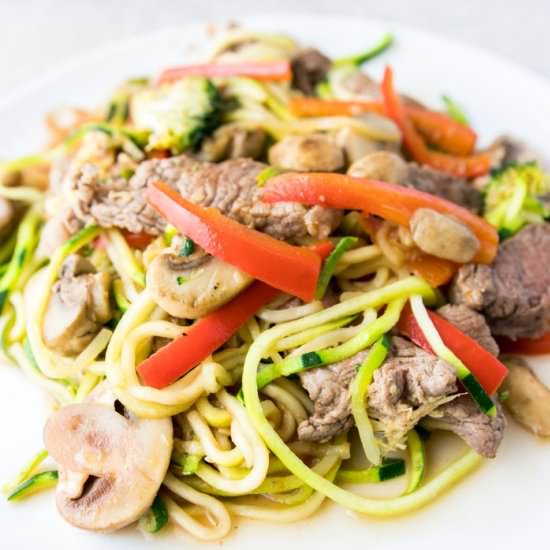 Beef Stir Fry with Zoodles - Recipe photo by fithappyfree