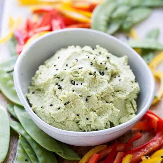Edamame Wasabi Hummus - Recipe photo by cookingforkeeps