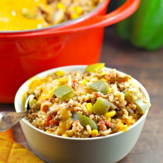 Stuffed Green Pepper Casserole - Recipe photo by Food Meanderings