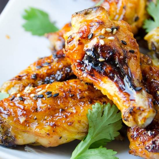 Honey Sriracha Lime Wings - Recipe photo by garlic and zest