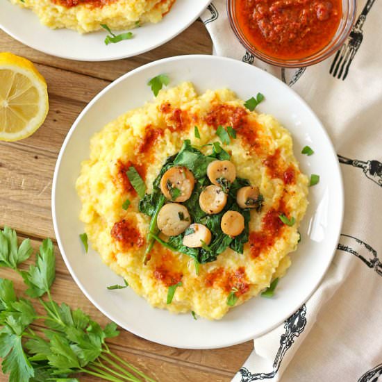 Vegan Polenta & Scallops - Recipe photo by zenandzaatar