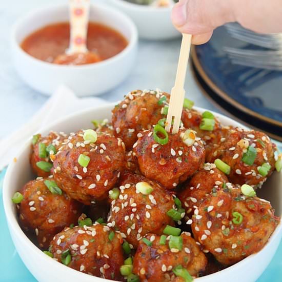 Baked Teriyaki Chicken Meatballs - Recipe photo by ruchiskitchen