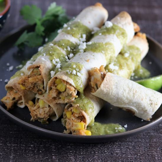 Roasted Chicken Verde Taquitos - Recipe photo by Give it Some Thyme