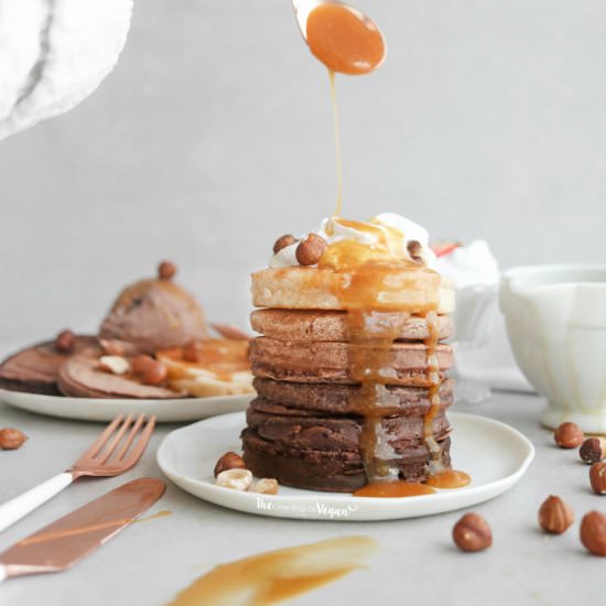 Chocolte ombre pancakes - Recipe photo by The Little Blog of Vegan