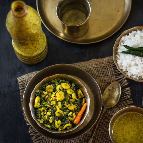 Chingri diye Mulo Shaak - Recipe photo by Experiences Of A Gastronomad