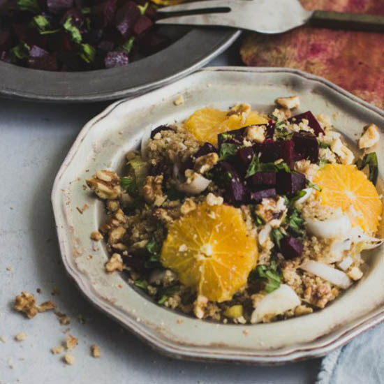Vibrant Quinoa with Beets and Oranges - Recipe photo by bitingintolife