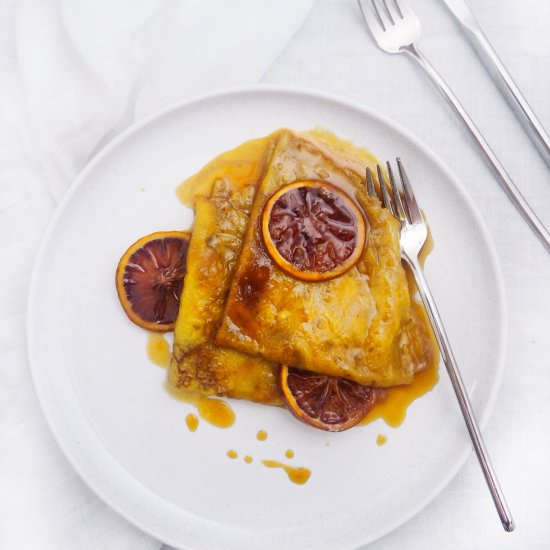 Blood Orange Crepes Suzette - Recipe photo by mintandrosemary