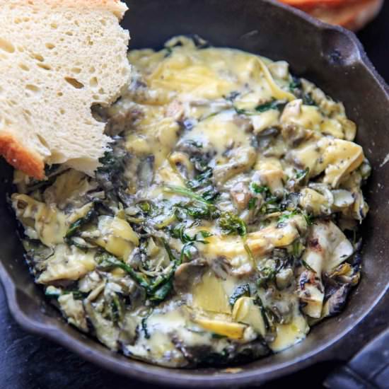 Skillet Arugula Artichoke Brie Dip - Recipe photo by trialandeater