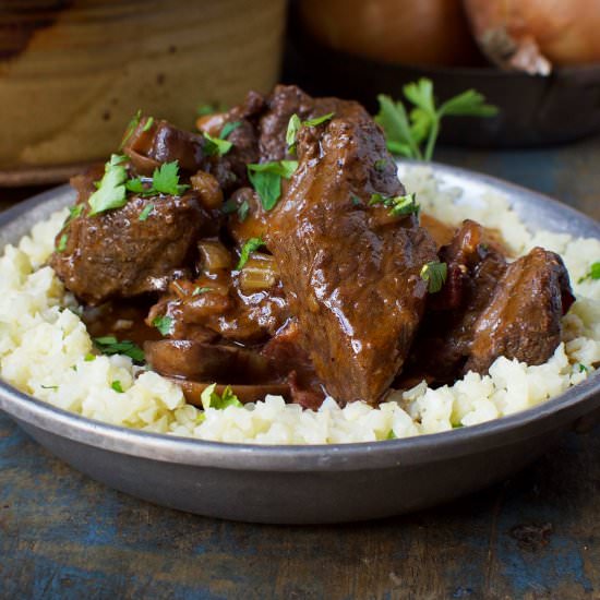 Low-Carb Beef Bourguignon Stew - Recipe photo by SimplySoHealthy