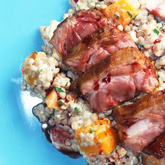 Giant Couscous Salad with Feta - Recipe photo by SlowThe CookDown