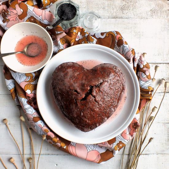 Guava Poppy Seed Heart Cake - Recipe photo by davebakes