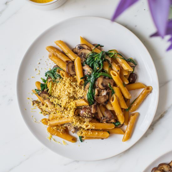 Creamy Mushroom Pasta {GF,V} - Recipe photo by AscensionKitchen