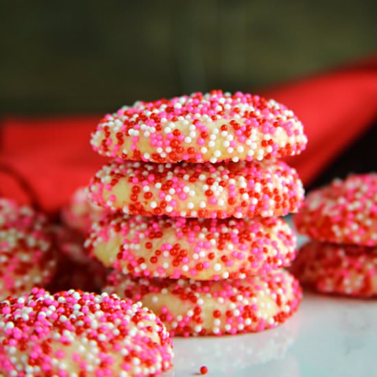 Valentine Sprinkle Sugar Cookies. - Recipe photo by Kleinworth &amp; Co