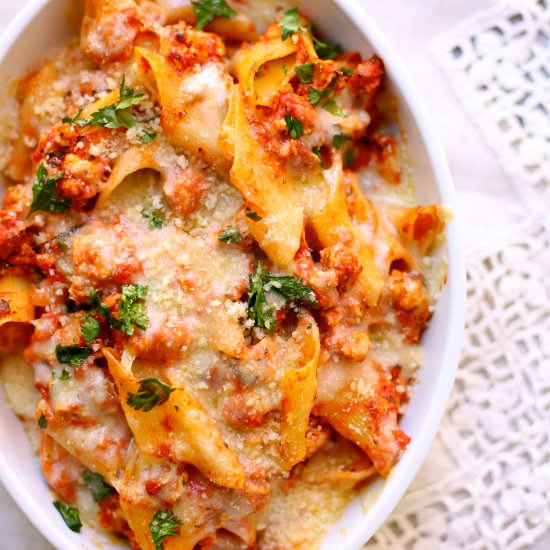 Baked Pasta with Chicken Sausage - Recipe photo by Studio Delicious