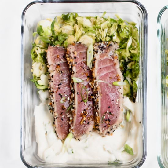 Everything Crusted Tuna Meal Prep - Recipe photo by AbrasKitchen